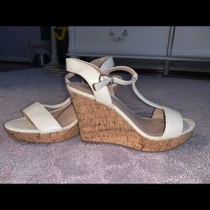 White wedge heels